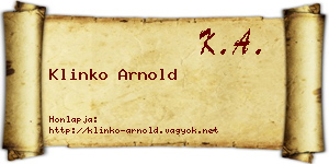 Klinko Arnold névjegykártya